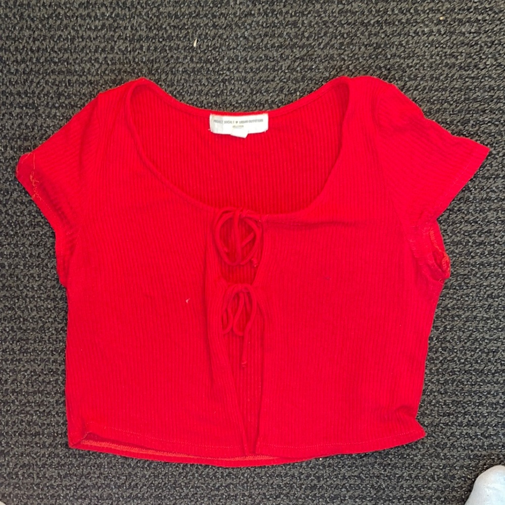 Project Social T || Urban Outfitters - Cropped Red Top Tie Front